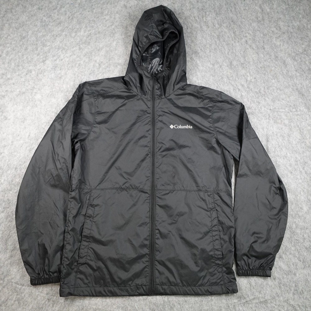 Columbia Jacket Mens Small Black Watertight II Rain Jacket Windbreaker Hooded